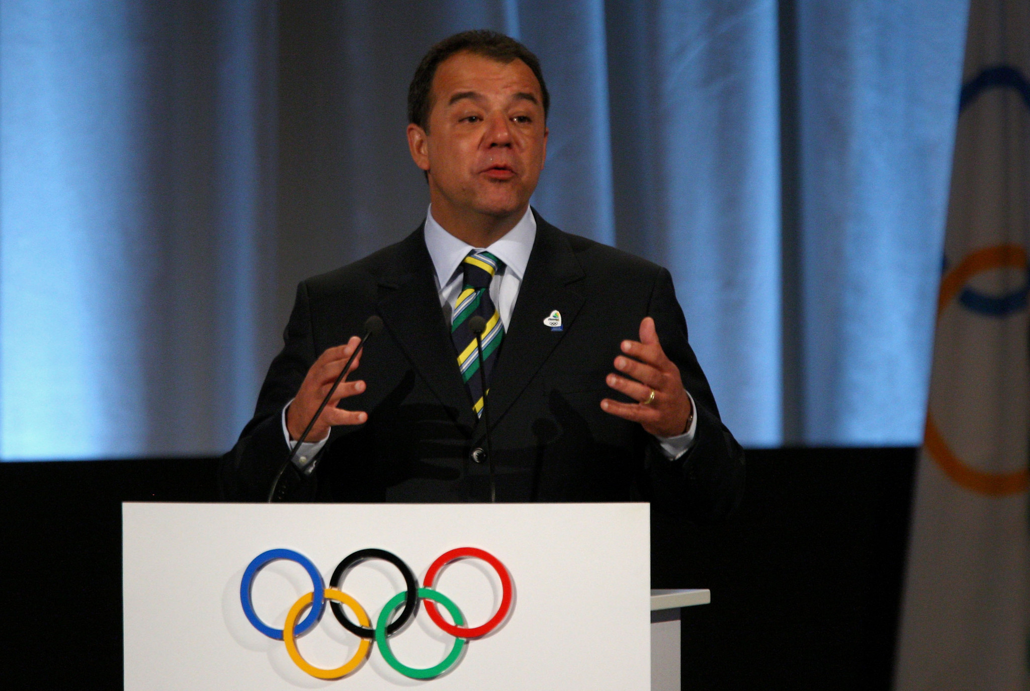 Sérgio Cabral, pictured addressing the IOC, has now been sentenced to a total of 87 years in jail after being implicated in different corruption investigations ©Getty Images