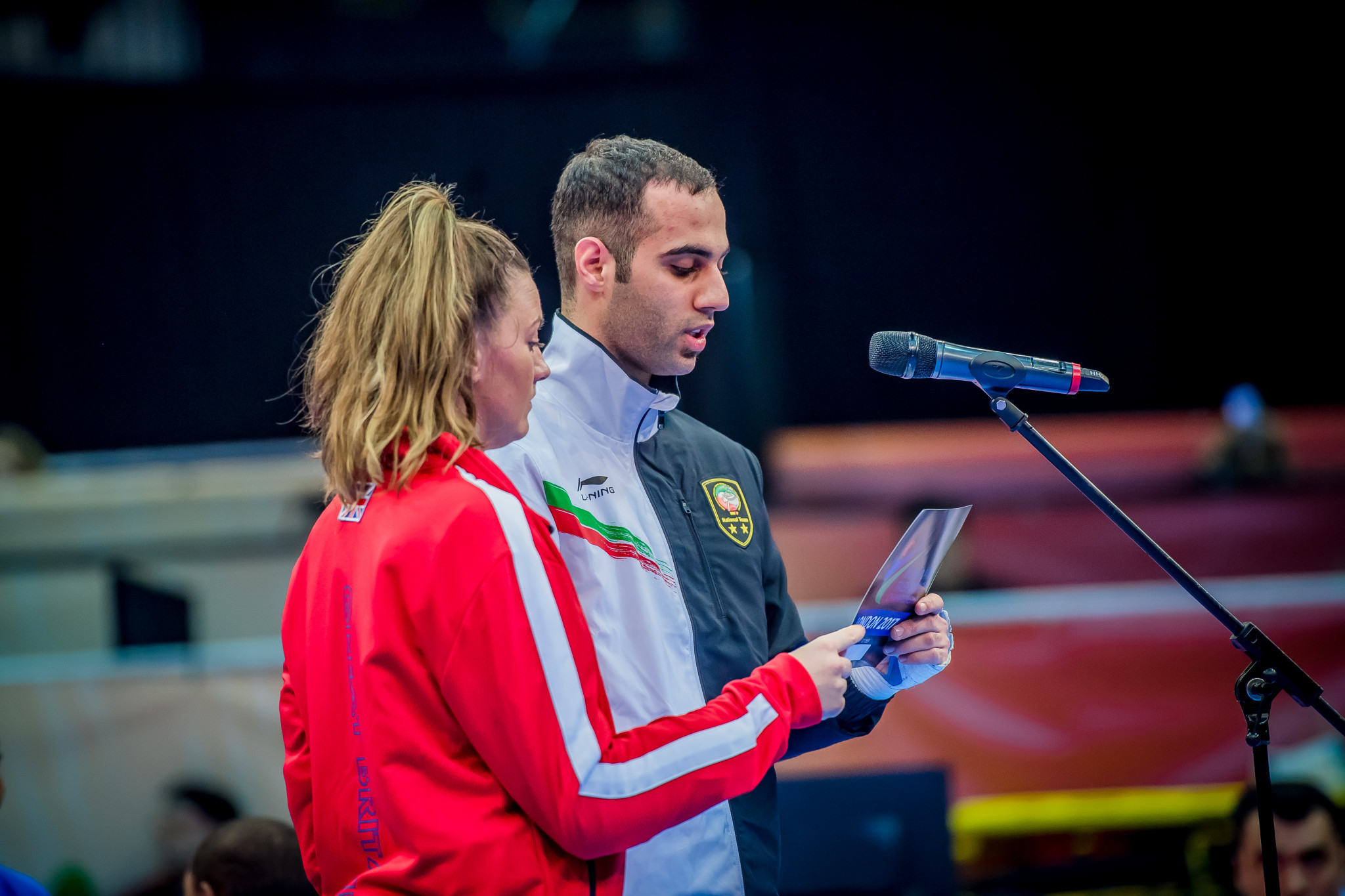 Truesdale and Iran's Mahdi Pourrahnama read the athletes' oath ©World Taekwondo