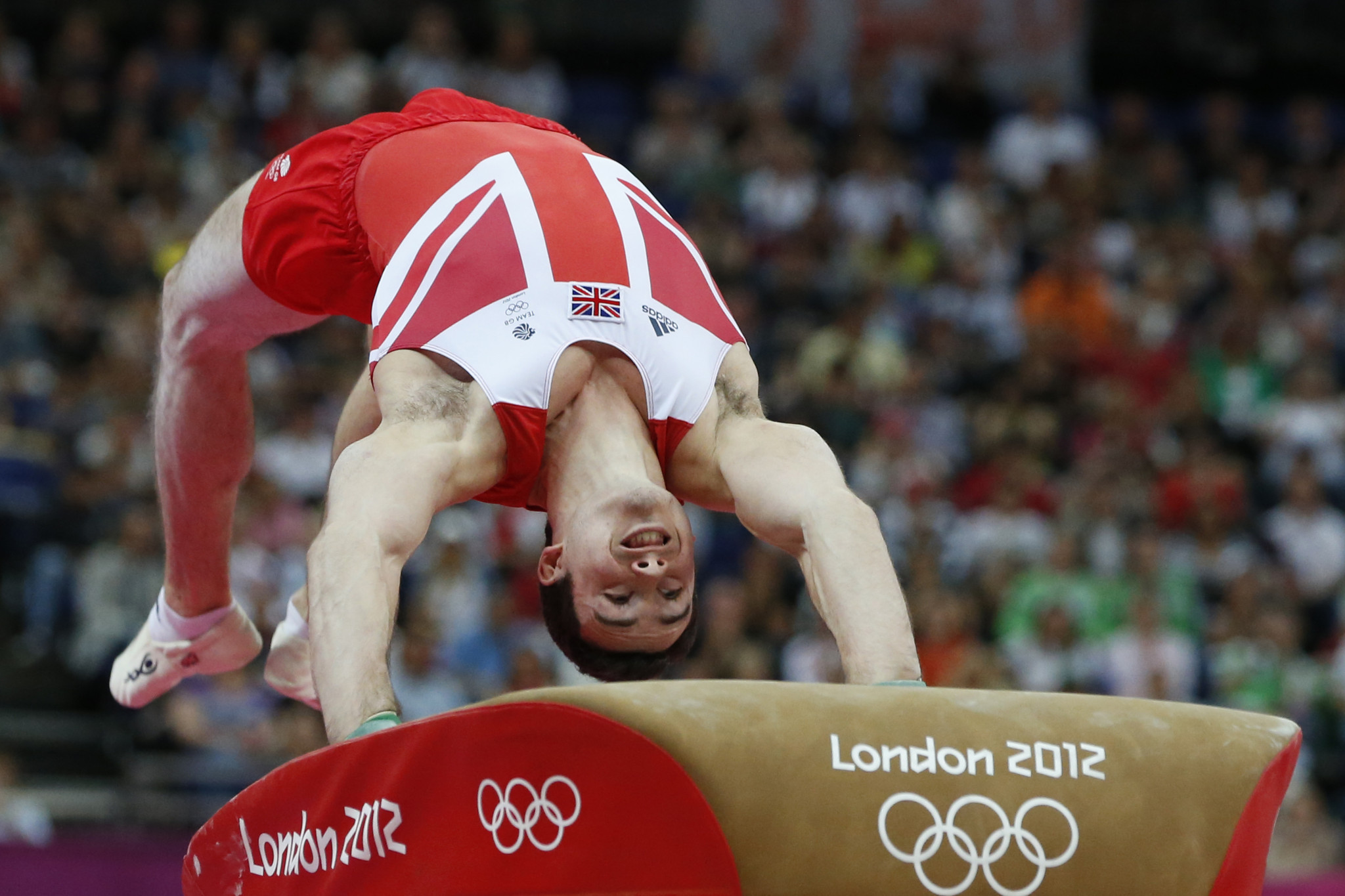 Great Britain gymnast Kristian Thomas seen here competing during the men's vault final of the artistic gymnastics event of the London 2012 Olympics ©Getty Images