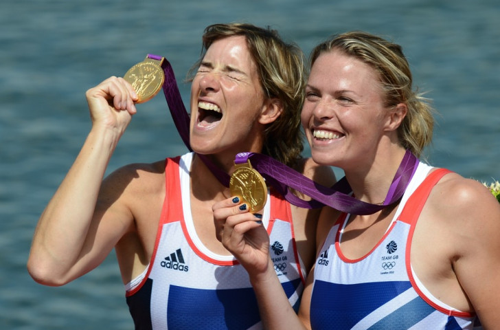 Anna Watkins (right) and Katherine Grainger celebrate gold in the London 2012 double sculls. Grainger returned to rowing after taking two years off. Watkins is doing so having taken three years off. ©Getty Images