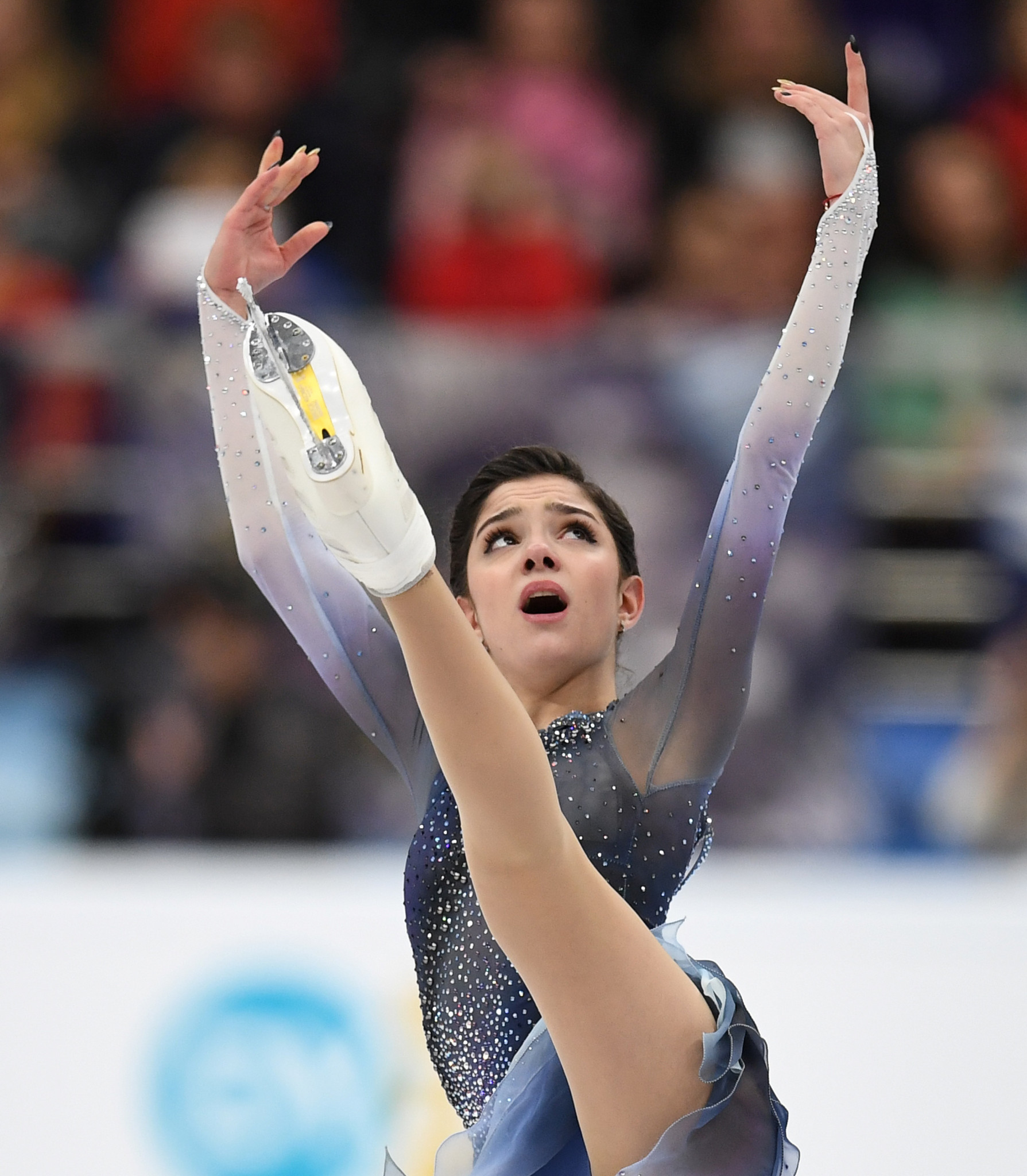 Russia's Evgenia Medvedeva is leading the women's singles after the short skate programme ©Getty Images