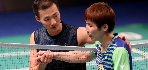 Son Wan-ho, left, overcame his younger compatriot ©BWF