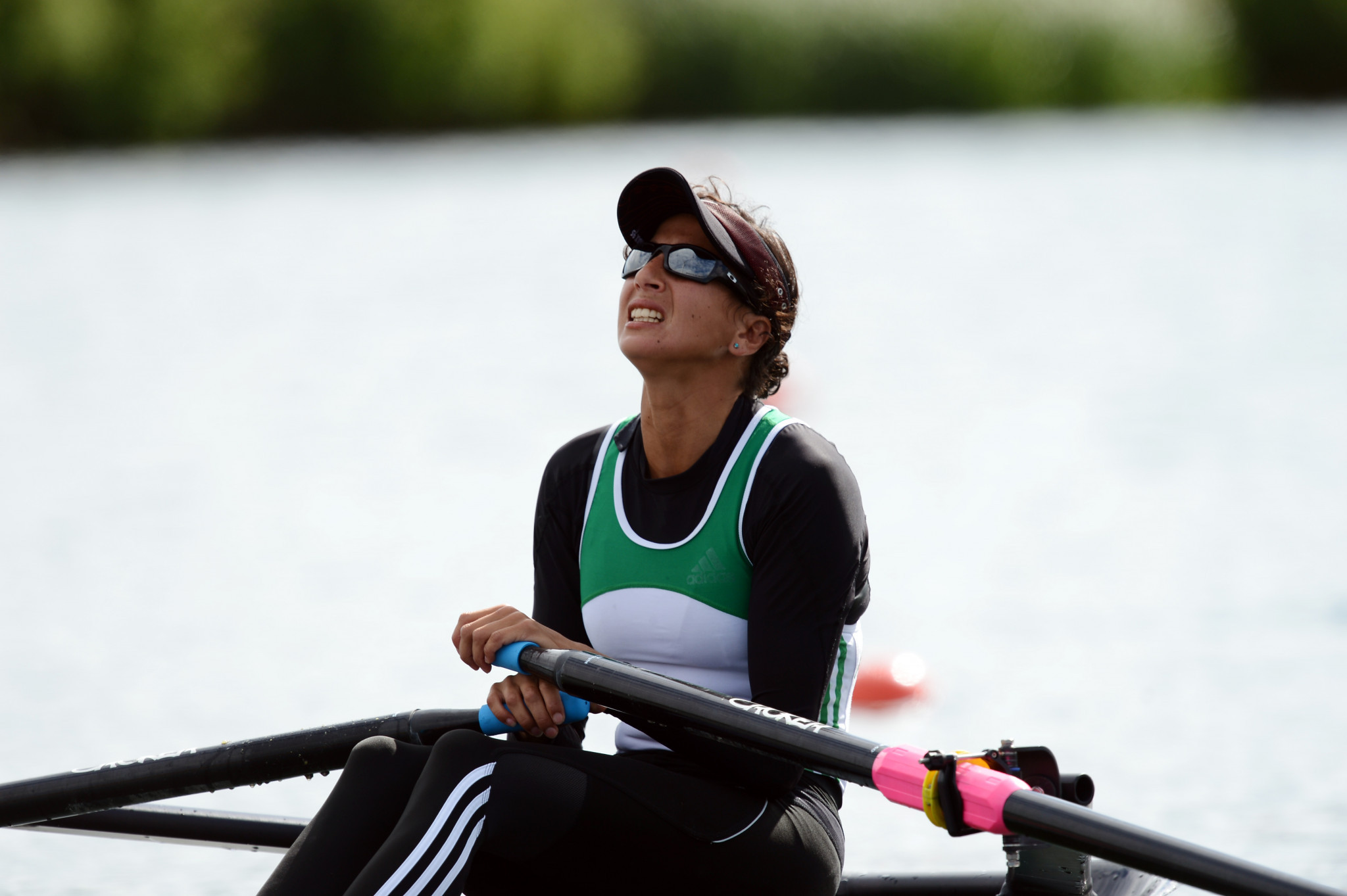 Amina Rouba, pictured, then combined with Nawel Chiali to win the women's double sculls ©Getty Images