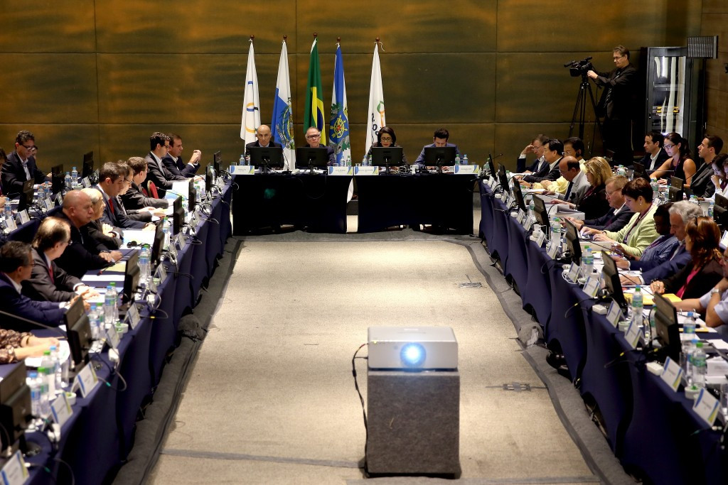 Rio 2016 officials on the left of the room face IOC Coordination Commission members ©Getty Images