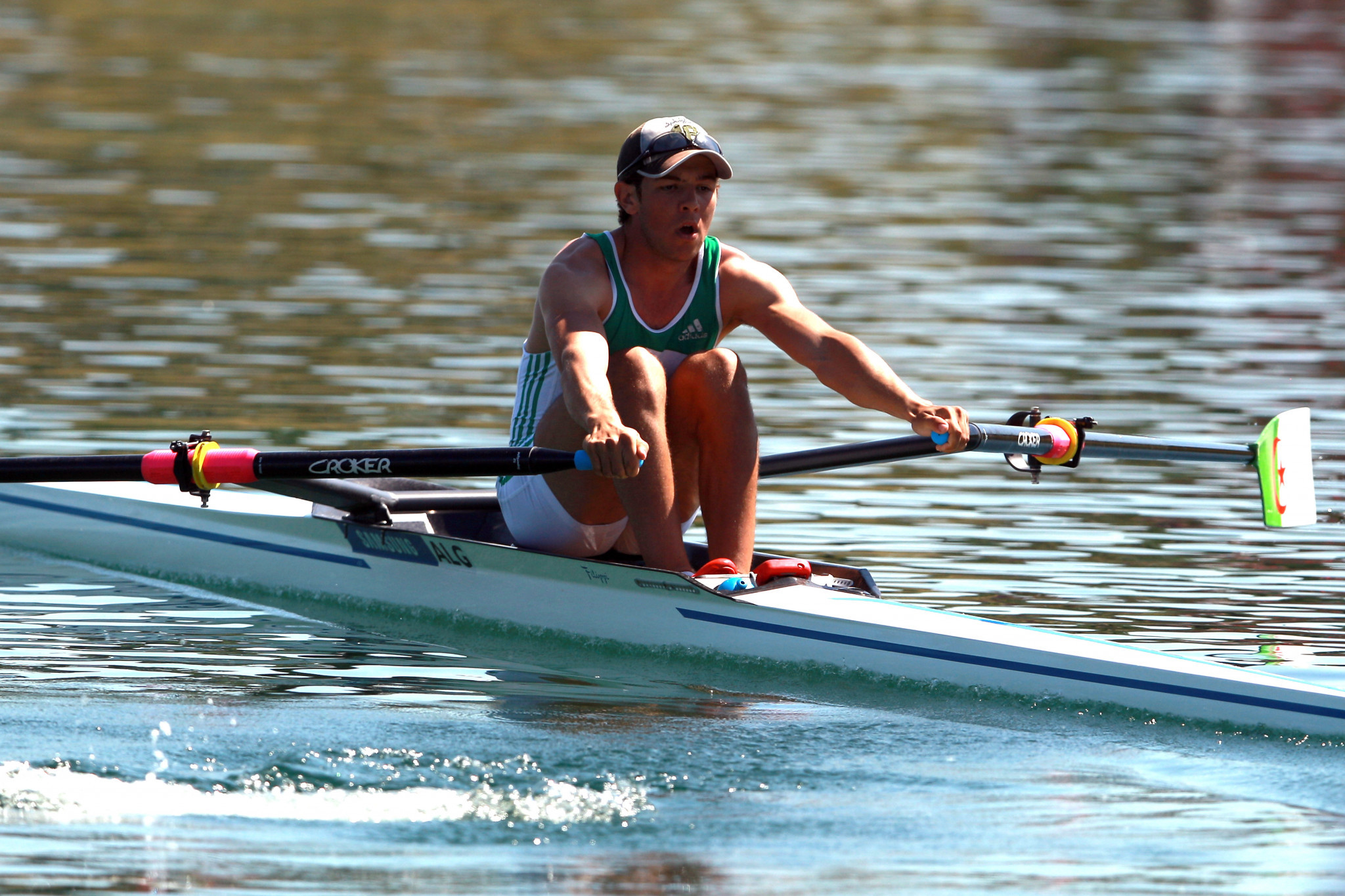 Algeria's Sid Ali Boudina, pictured, teamed up with Kamel Ait Daoud to win the men's lightweight double sculls at the African Rowing Championships in Tunis ©Getty Images