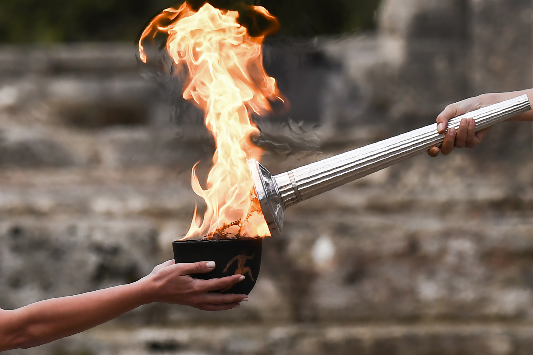 A reserve flame lit the Pyeongchang 2018 Torch today ©Getty Images 