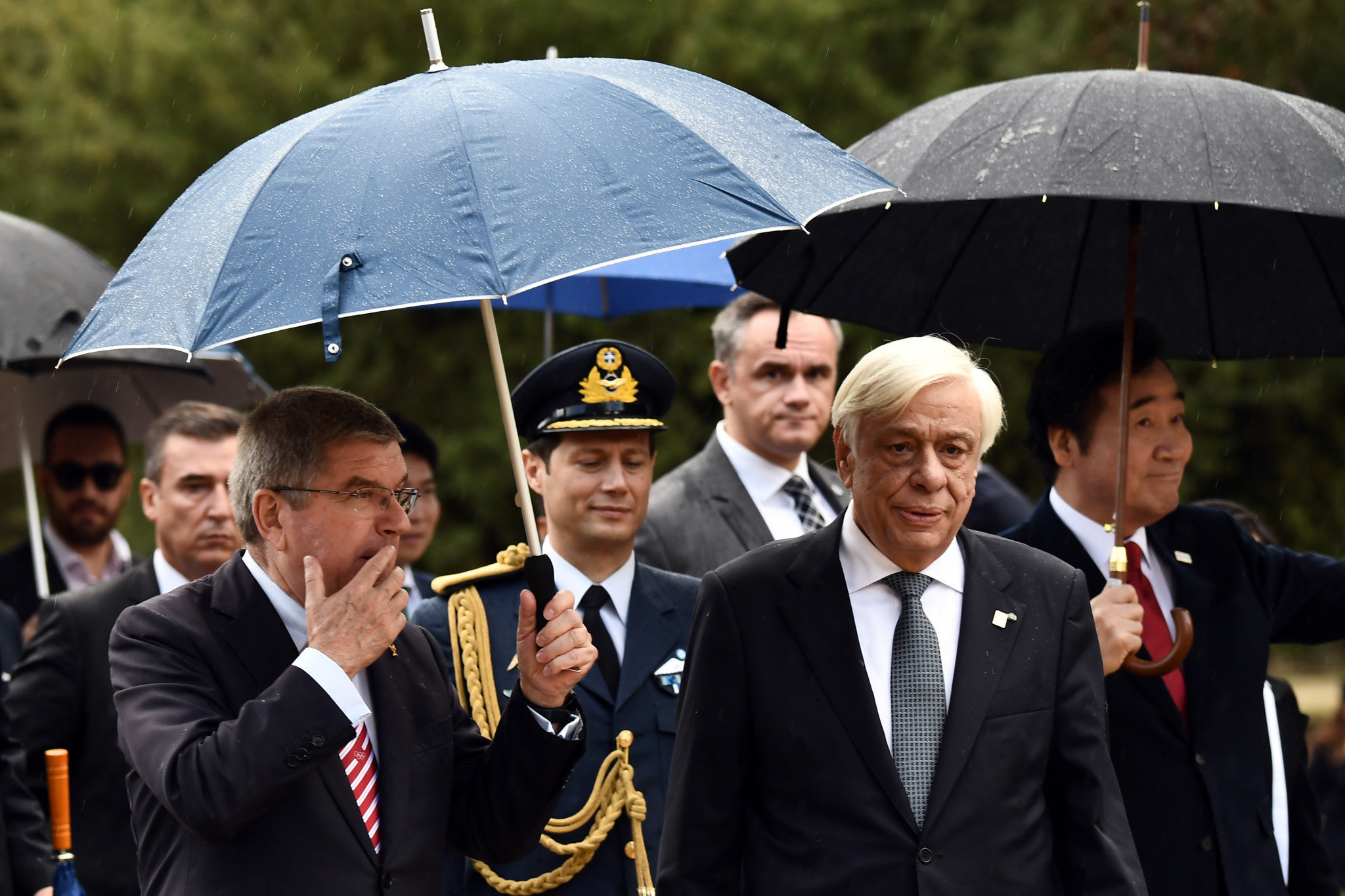Greek President Prokopis Pavlopoulos, right, and President of the International Oympic Committee Thomas Bach were among the guests ©Getty Images