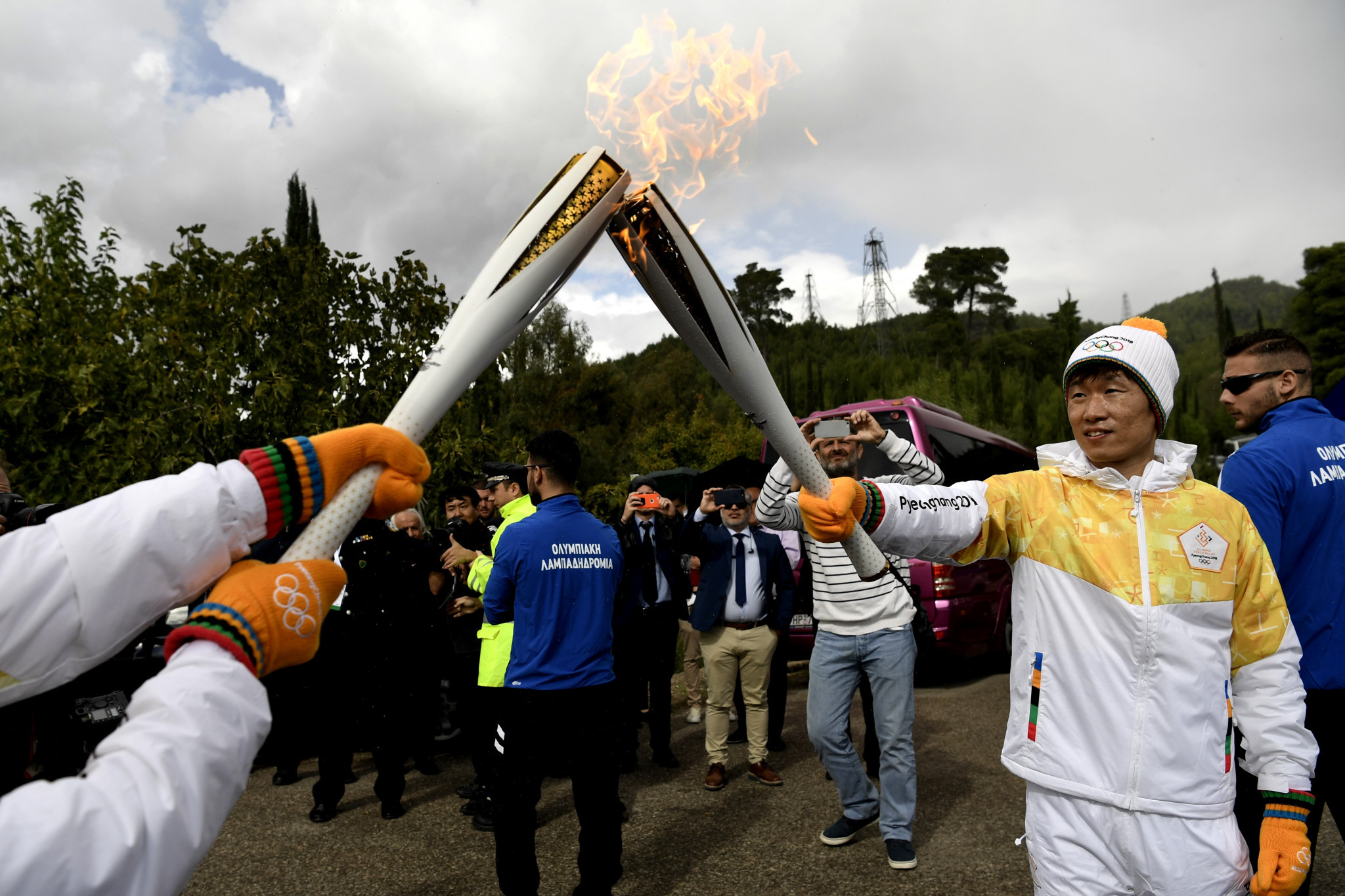 The Pyeongchang 2018 Olympic Torch lighting in Ancient Olympia was broadcast on the Channel ©Getty Images