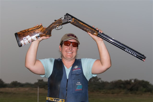 Kimberly Rhode earned women’s skeet gold for the second consecutive year ©ISSF
