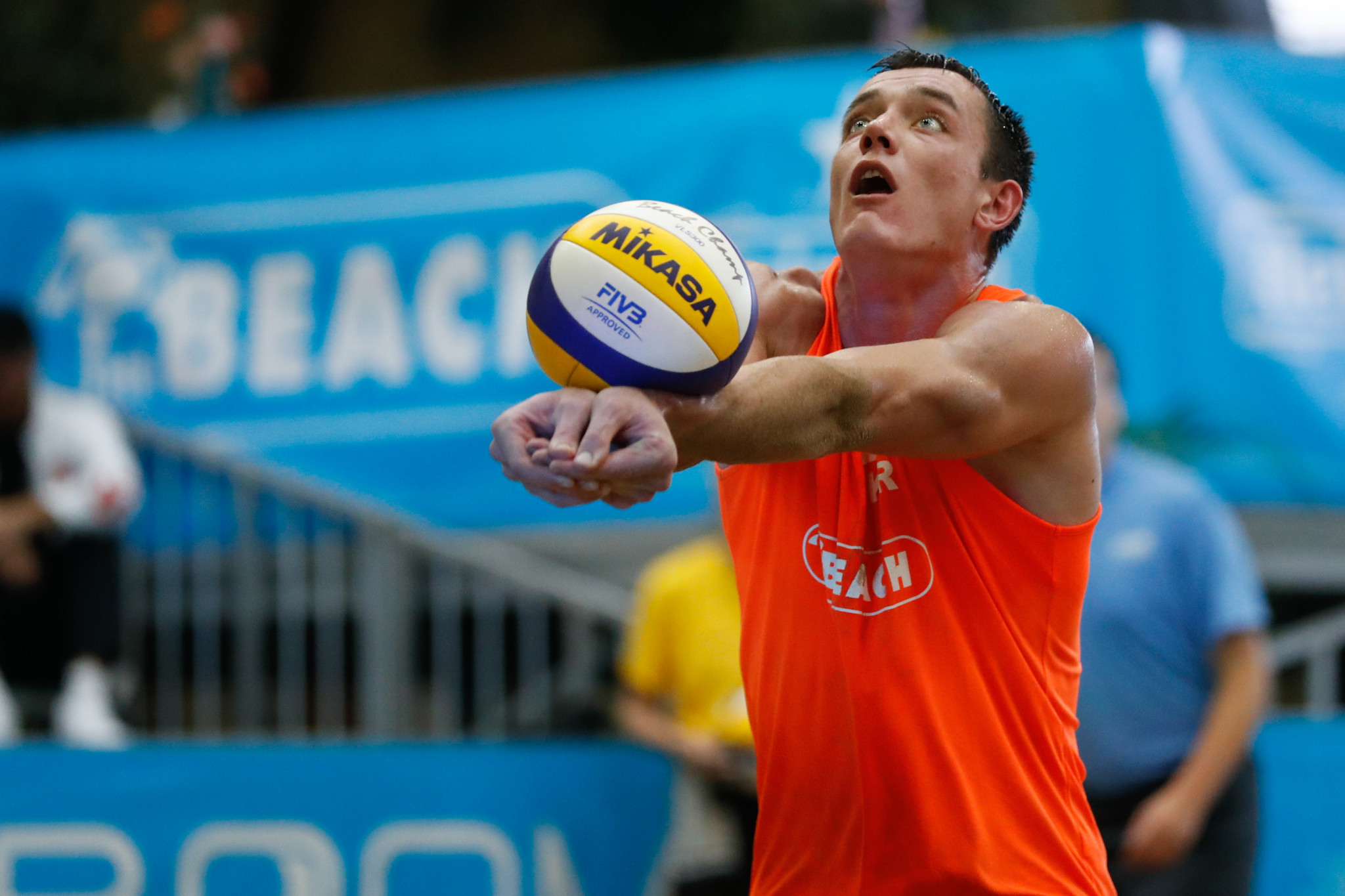 Ukraine's Oleksii Denin, pictured, and Sergiy Popov are one of eight duos that will contest the men's second round ©FIVB
