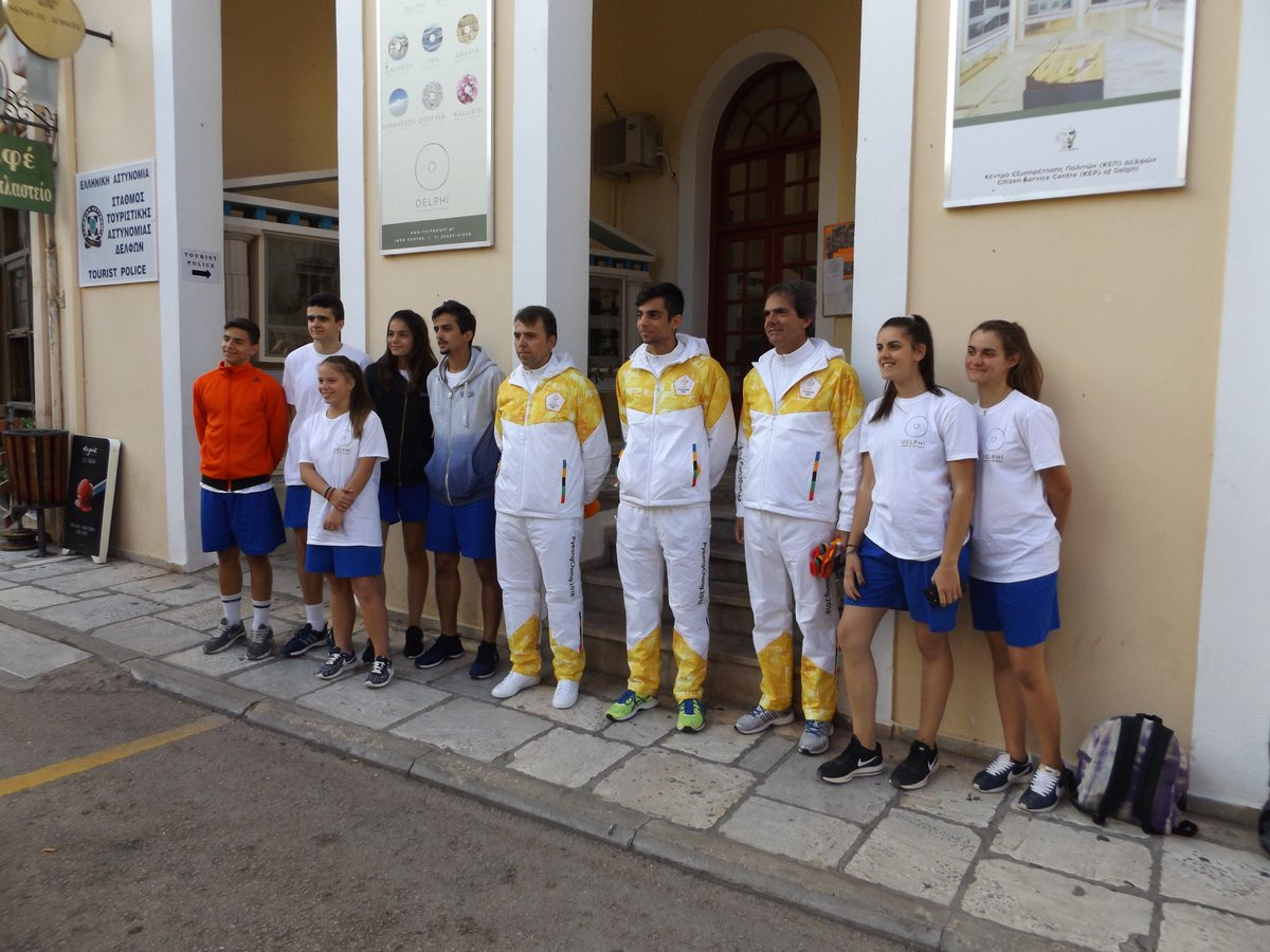 Local athletes in Delphi picked through a ballot prepare to carry the Olympic Torch ©ITG