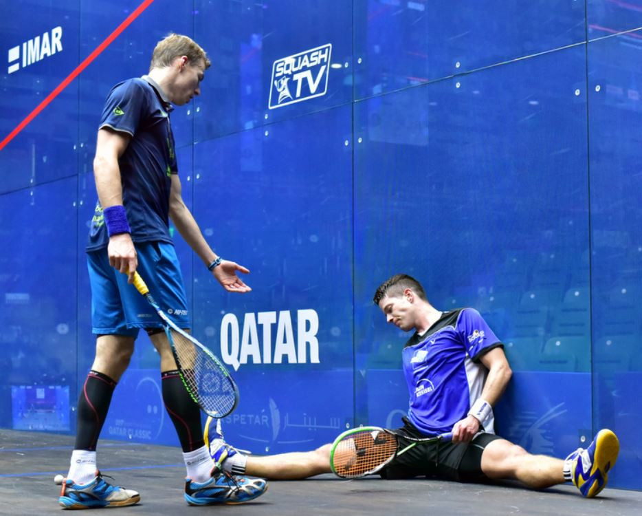 Fourth seed Nick Matthew was given a huge scare before winning ©PSA Qatar Classic/Twitter