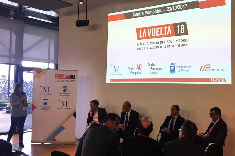 The announcement that Málaga will host the first stage of next year's Vuelta a España was announced at the Pompidou Centre in Paris ©Twitter/Vuelta a Espana