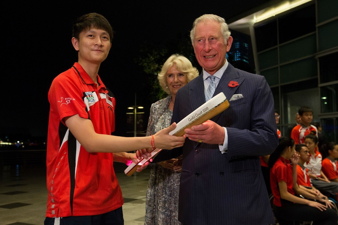 Prince Charles greets Gold Coast 2018 Queen's Baton in Singapore 