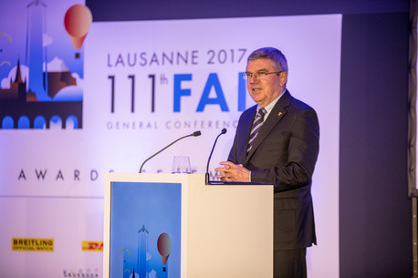 International Olympic Committee President Thomas Bach attended the FAI Awards ©FAI