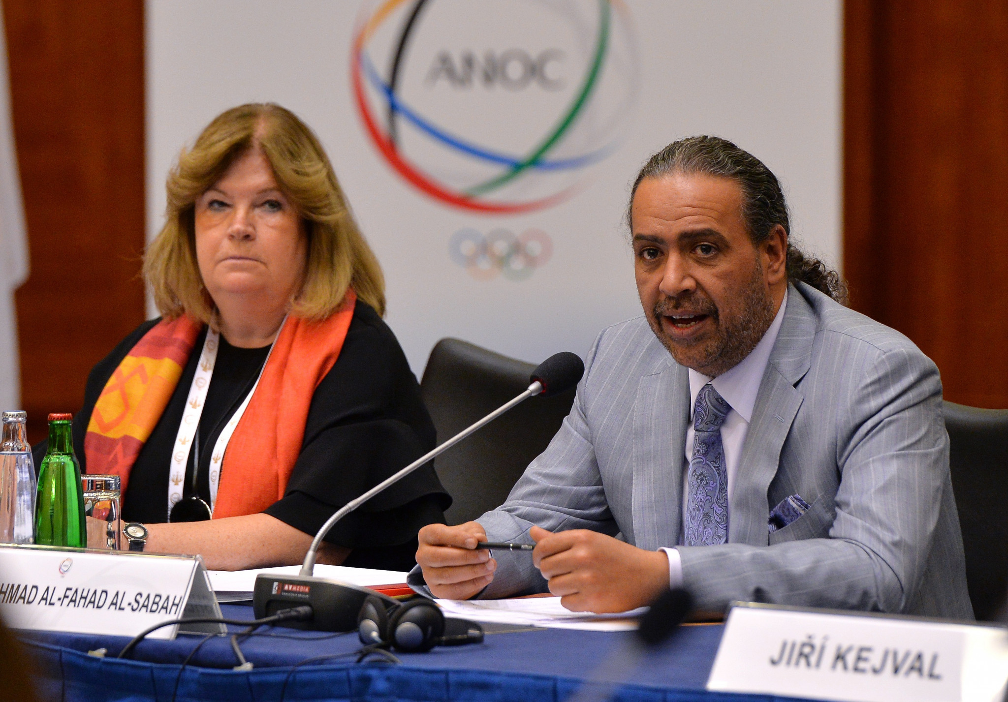 ANOC President Sheikh Ahmad Al-Fahad Al-Sabah, right, and secretary general Gunilla Lindberg pictured at today's meeting