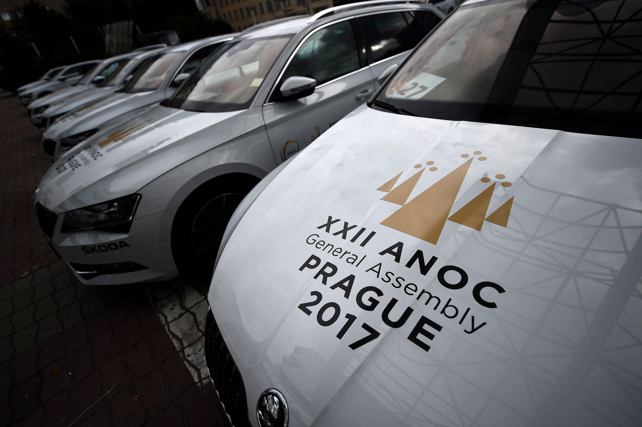 ANOC branded cars on hand for delegates outside the Hilton Hotel ©Getty Images