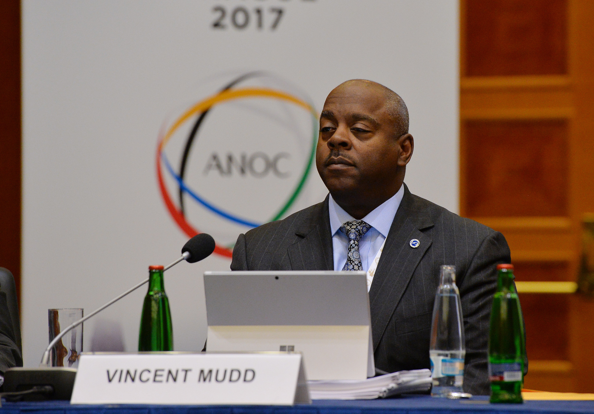 Vincent Mudd, head of the Organising Committee for the World Beach Games, at today's meeting ©Getty Images