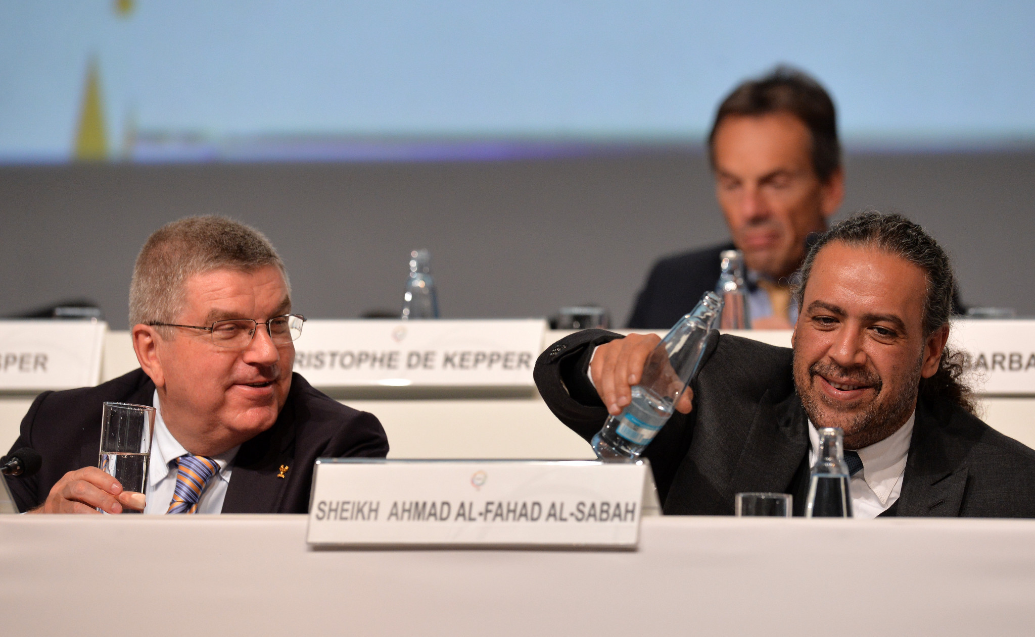 Thomas Bach, left, and Sheikh Ahmad Al-Fahad Al-Sabah during the ANOC General Assembly ©Getty Images
