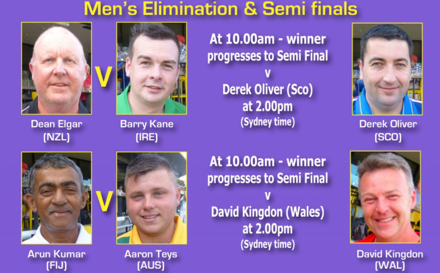 The men's elimination and semi-finals schedule has been decided ©World Bowls