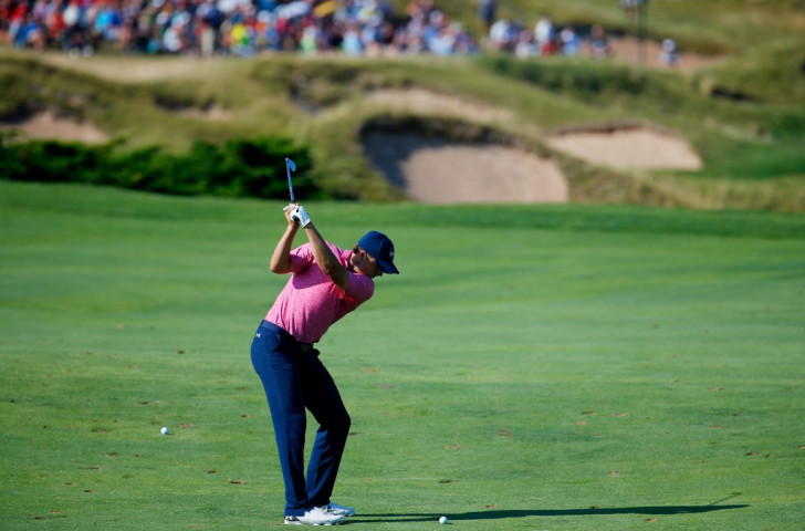 The United States' Jordan Spieth is in contention to claim a third major title of the year