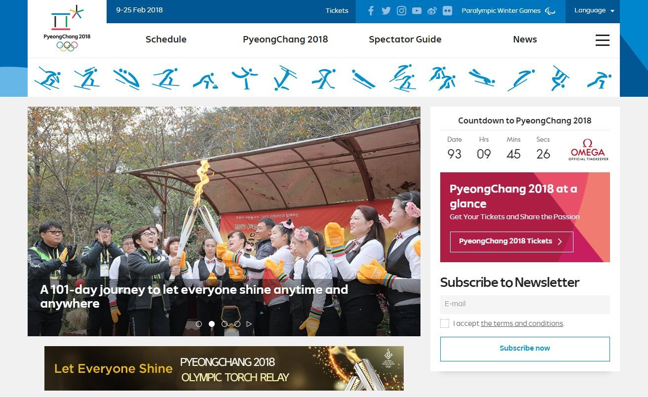 The official Pyeongchang 2018 website has also been given a revamp ©Pyeongchang 2018