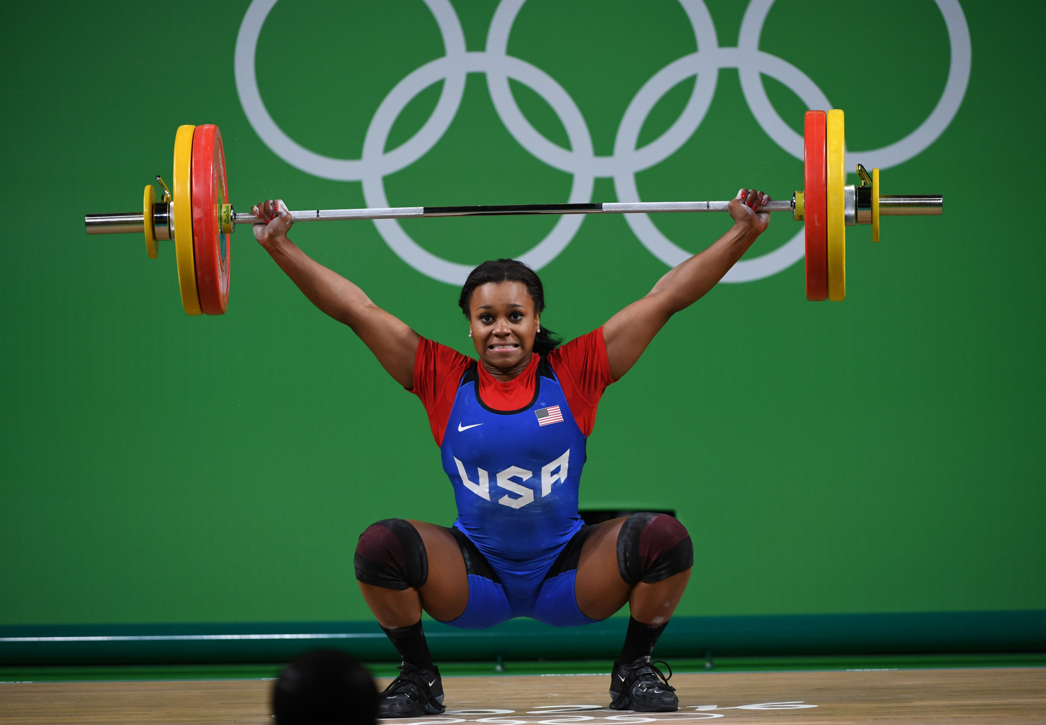 Jenny Arthur competes during the women's weightlifting 75kg event at Rio 2016 ©Getty Images