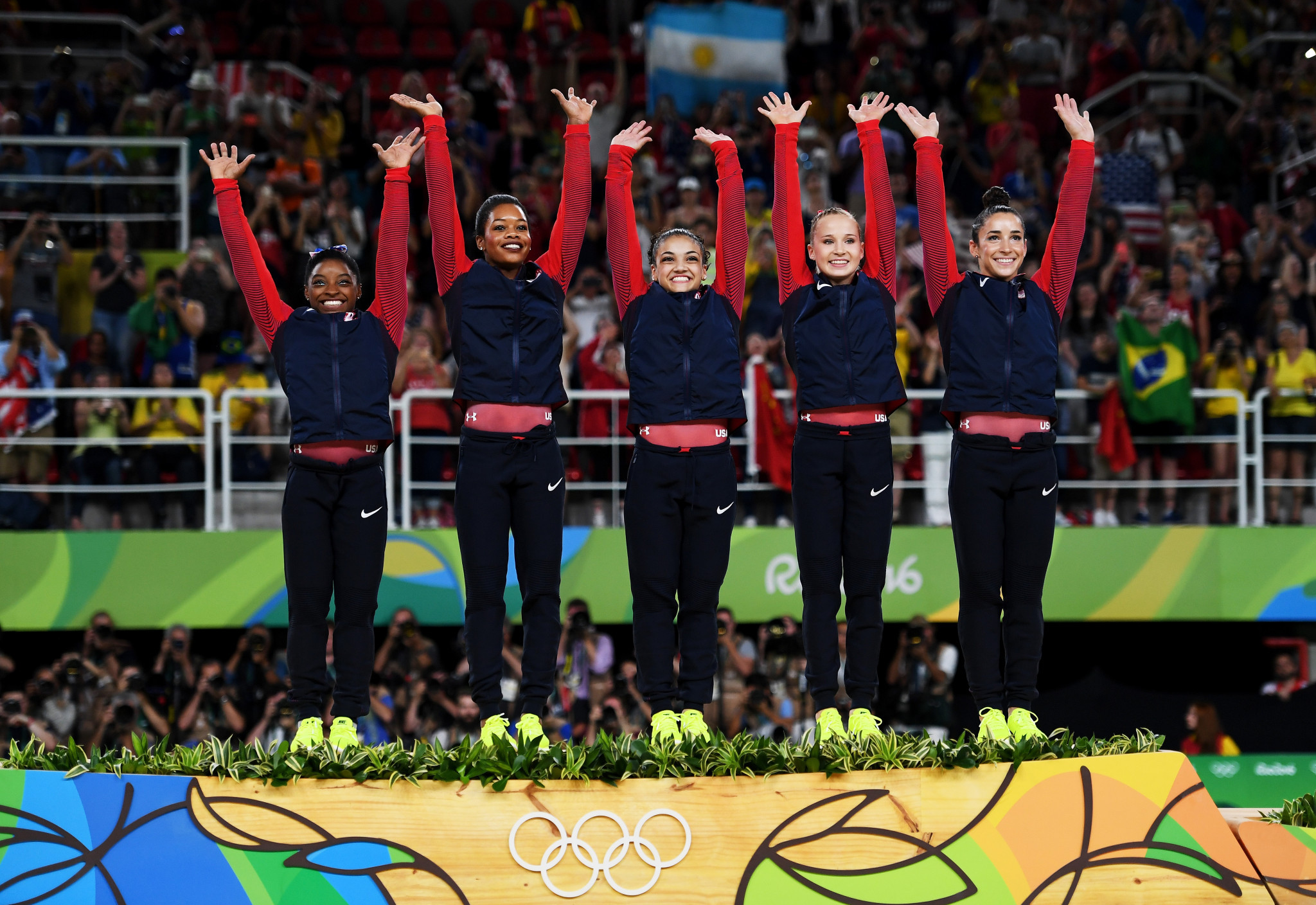 Aly Raisman, far right, was part of the US teams which won Olympic gold medal at London 2012 and Rio 2016 ©Getty Images