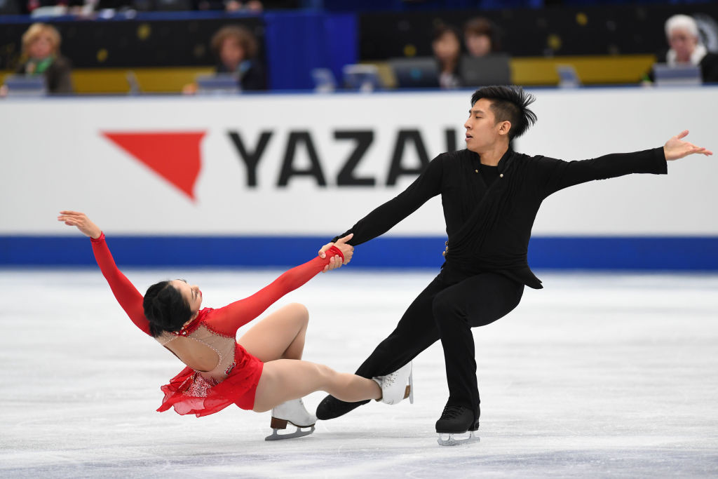 China's Wenjing Sui and Cong Han set a record free skating score on their way to victory in the pairs event ©ISU