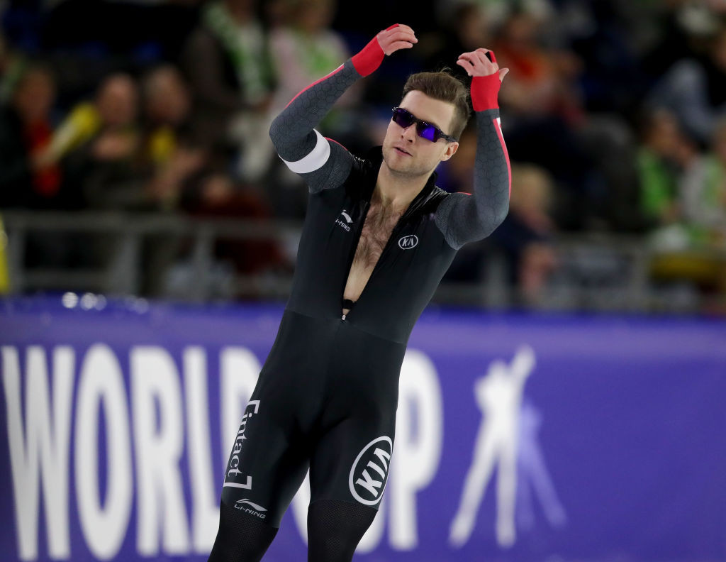 Laurent Dubreuil of Canada claimed the men's 500m honours to clinch his maiden Short Track World Cup victory ©ISU
