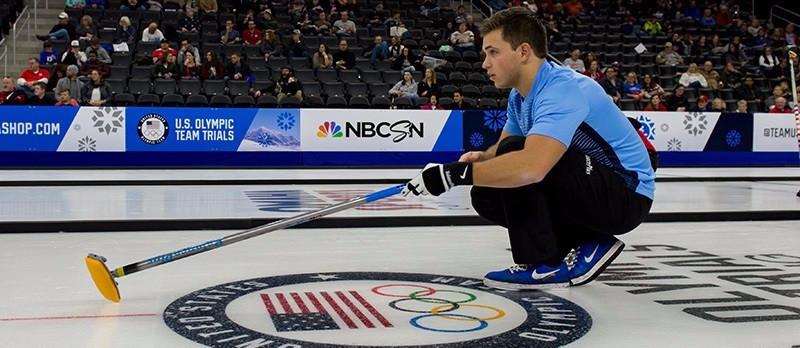 Korey Dropkin is a member of the men's rink who are also one win away from booking a place at Pyeongchang 2018 ©Rich Harmer/USA Curling