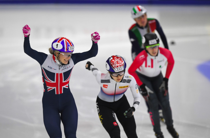 South Korea's Choi Min-jeung, who took the overall ISU Short Track World Cup 1,500m title in Seoul, had to settle for silver in the 500m final as Britain's world champion Elise Christie earned her first win in an injury-ravaged season ©Getty Images