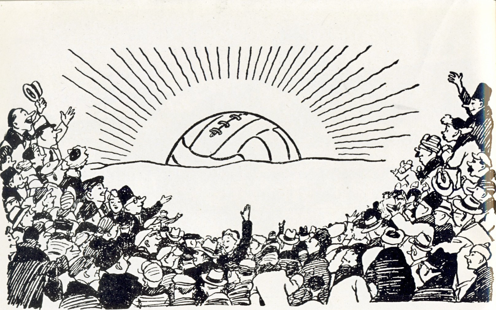 A Soviet cartoon depicting the growing rise of football as a national treasure