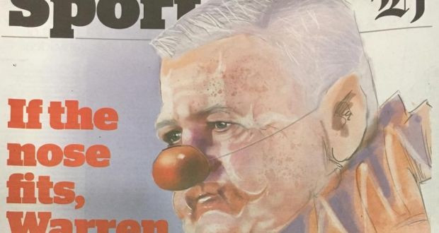 Warren Gatland was mocked as a clown by the New Zealand Herald during the Lions tour this year ©New Zealand Herald