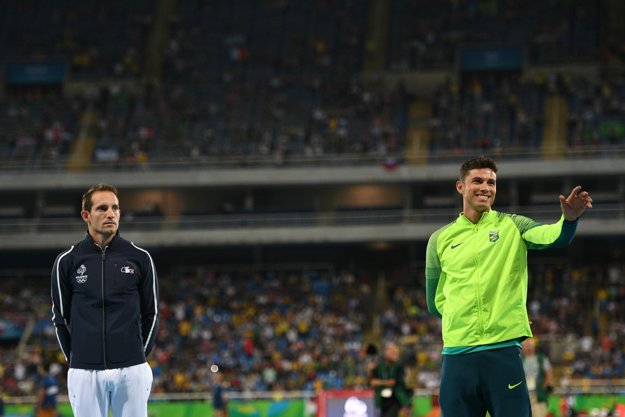 Renaud Lavillenie, left, was repeatedly booed by Brazilian spectators during the Rio 2016 Olympic Games ©Getty Images