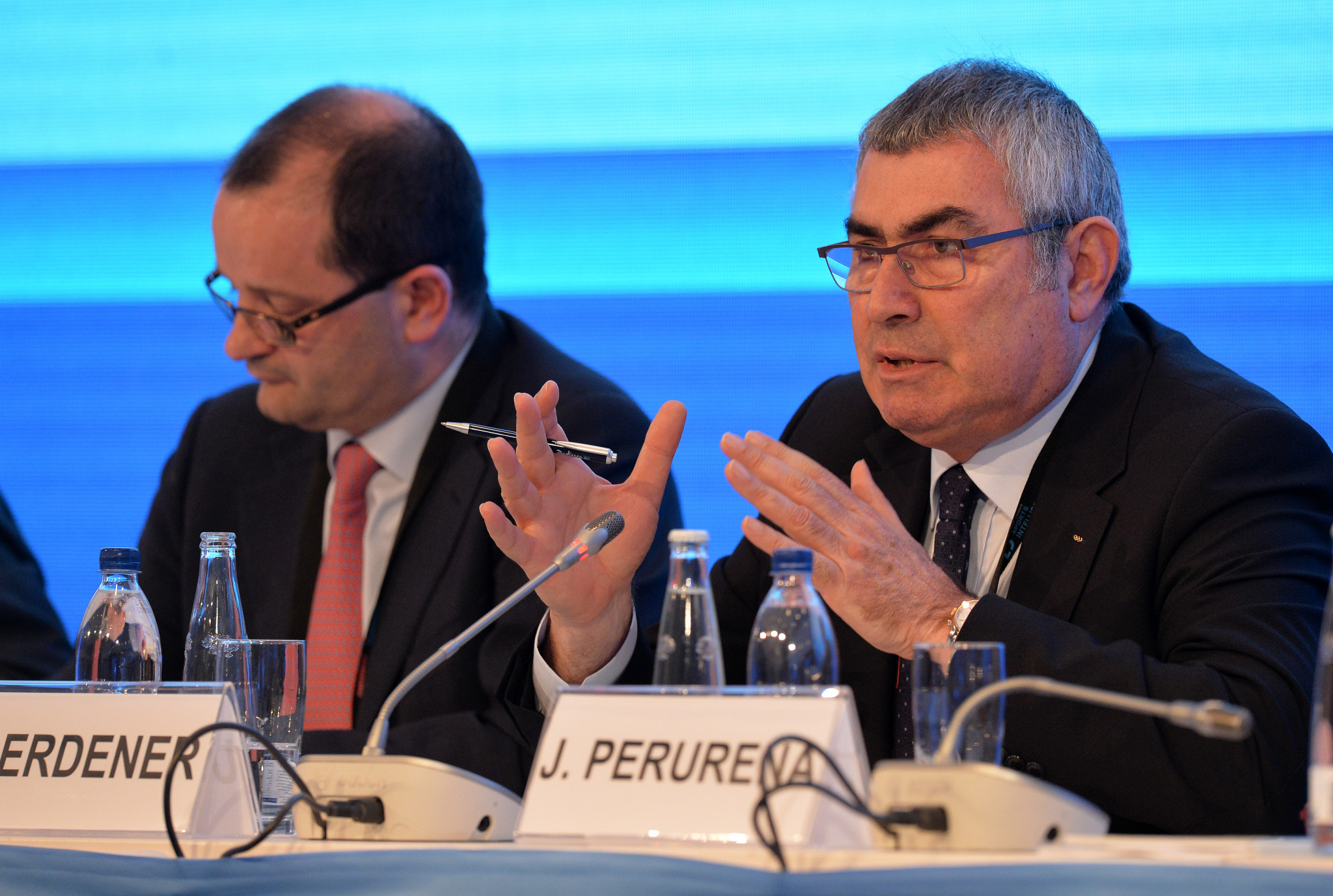 Uğur Erdener, right, has been named ASOIF vice-president ©Getty Images