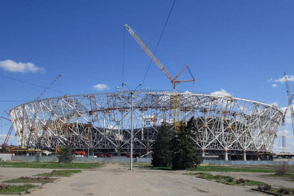 Workers at construction sites for the 2018 World Cup in Russia are facing an escalated risk of human rights abuse due to tight deadlines ©HRW