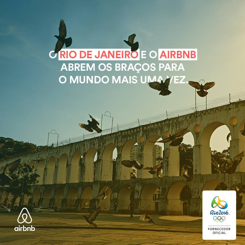 Airbnb used social media to announce their status as the Official Alternative Accommodation Service provider for Rio 2016 ©Airbnb