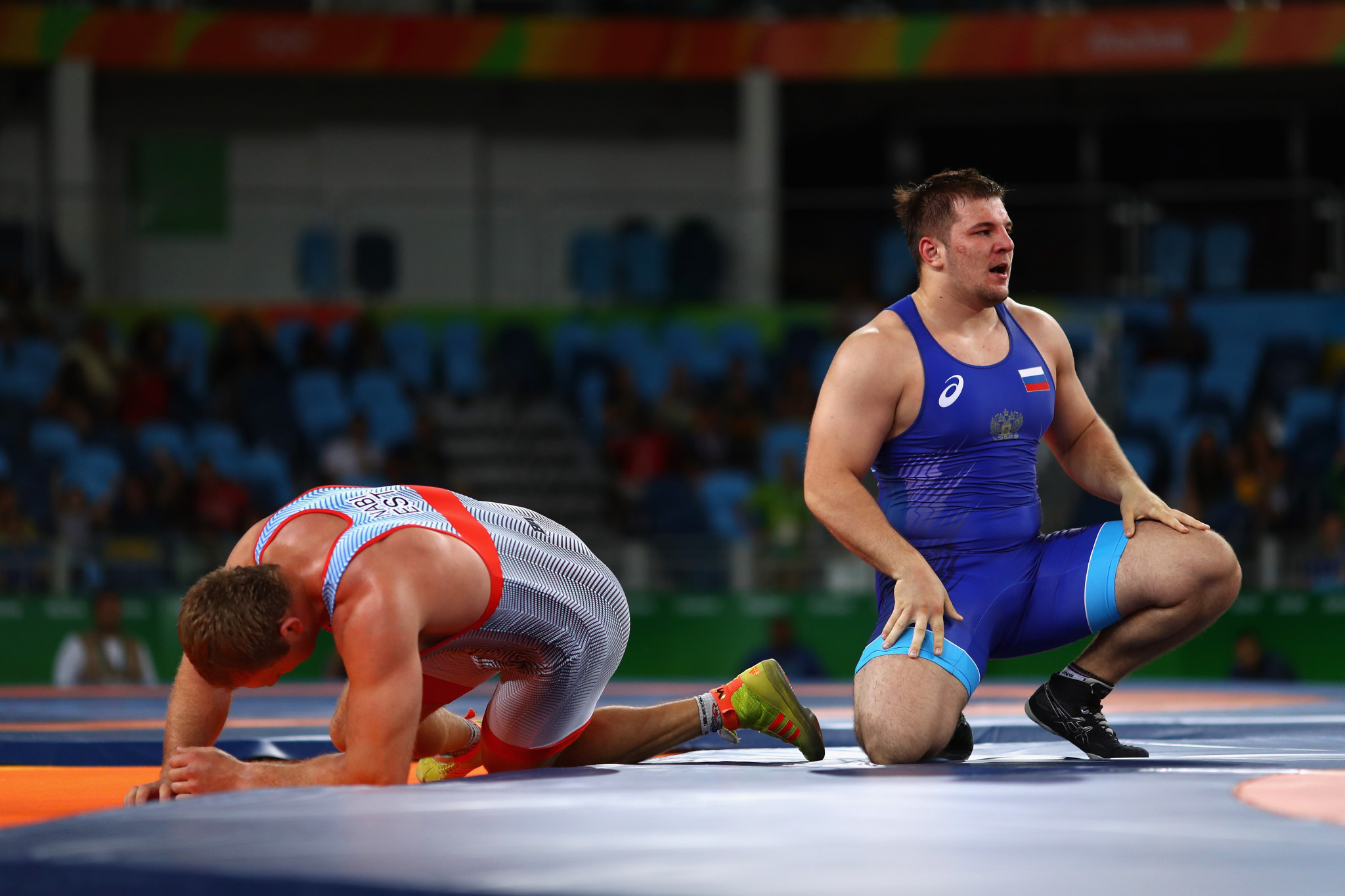 Russia's Sergey Semenov, on right, pictured at the Rio 2016 Olympics, emerged as winner today in the 130kg section in  Bydgoszcz, Poland ©Getty Images