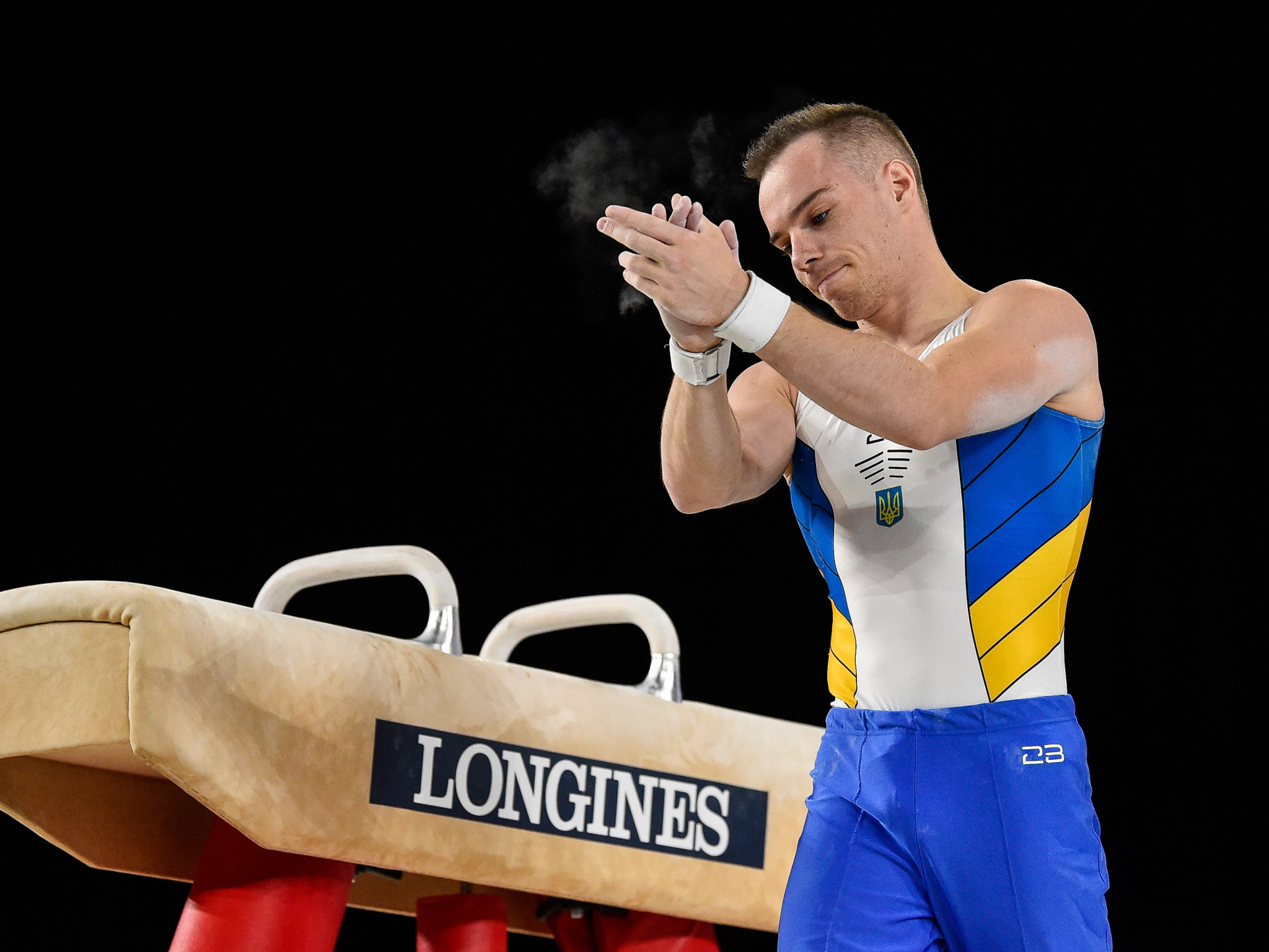 Olympic all-around silver medallist Oleg Verniaiev qualified third on the pommel horse ©Getty Images