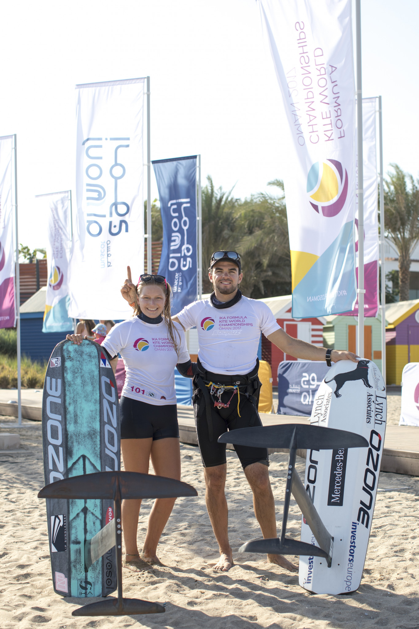 Nico Parlier and Daniela Moroz were crowned champions of the IKA Formula Kite World Championships after dominant displays throughout the week ©IKA Formula Kite World Championships