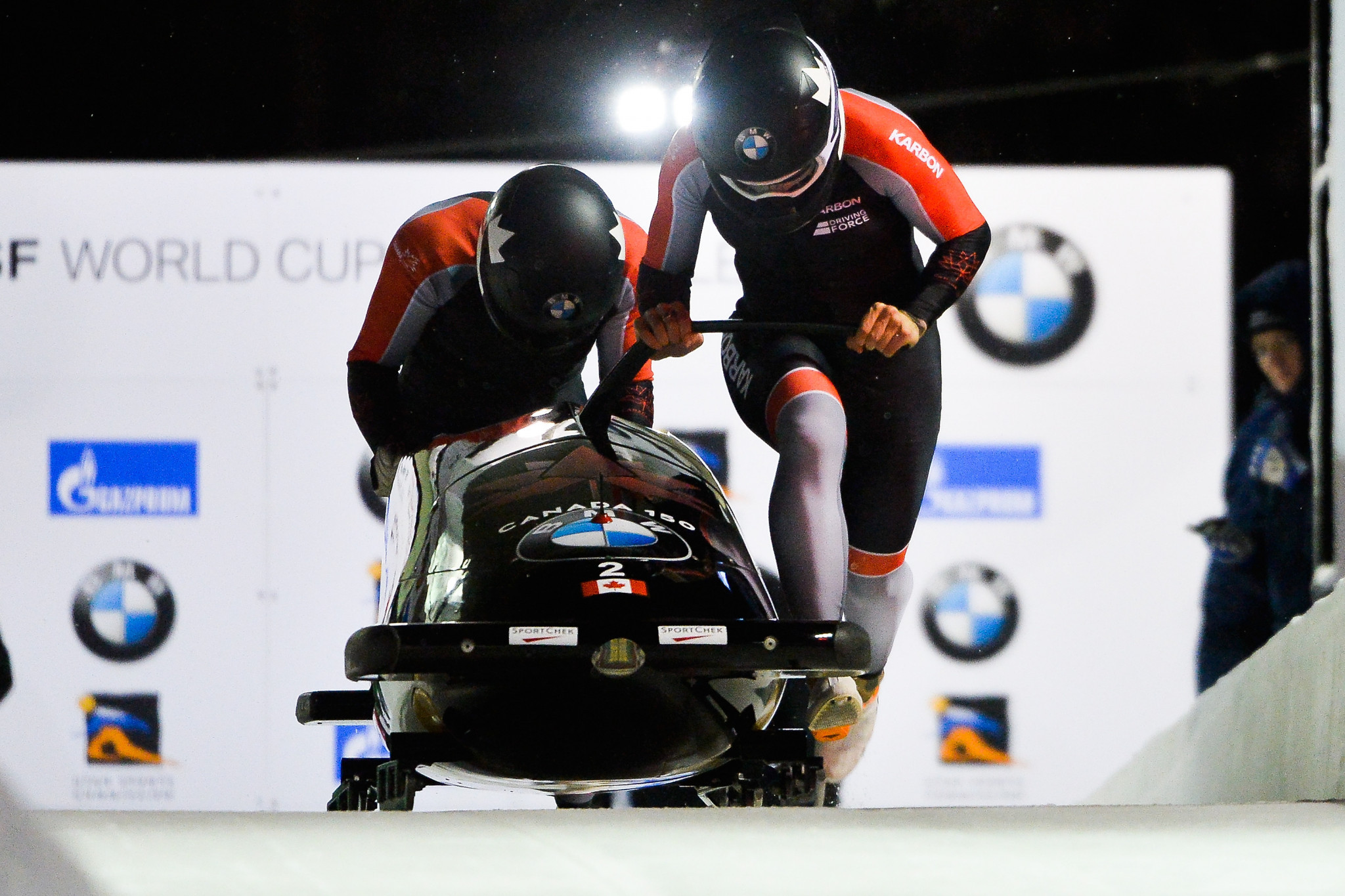 Kaillie Humphries piloted Canada to victory in the women's bobsleigh event ©Getty Images