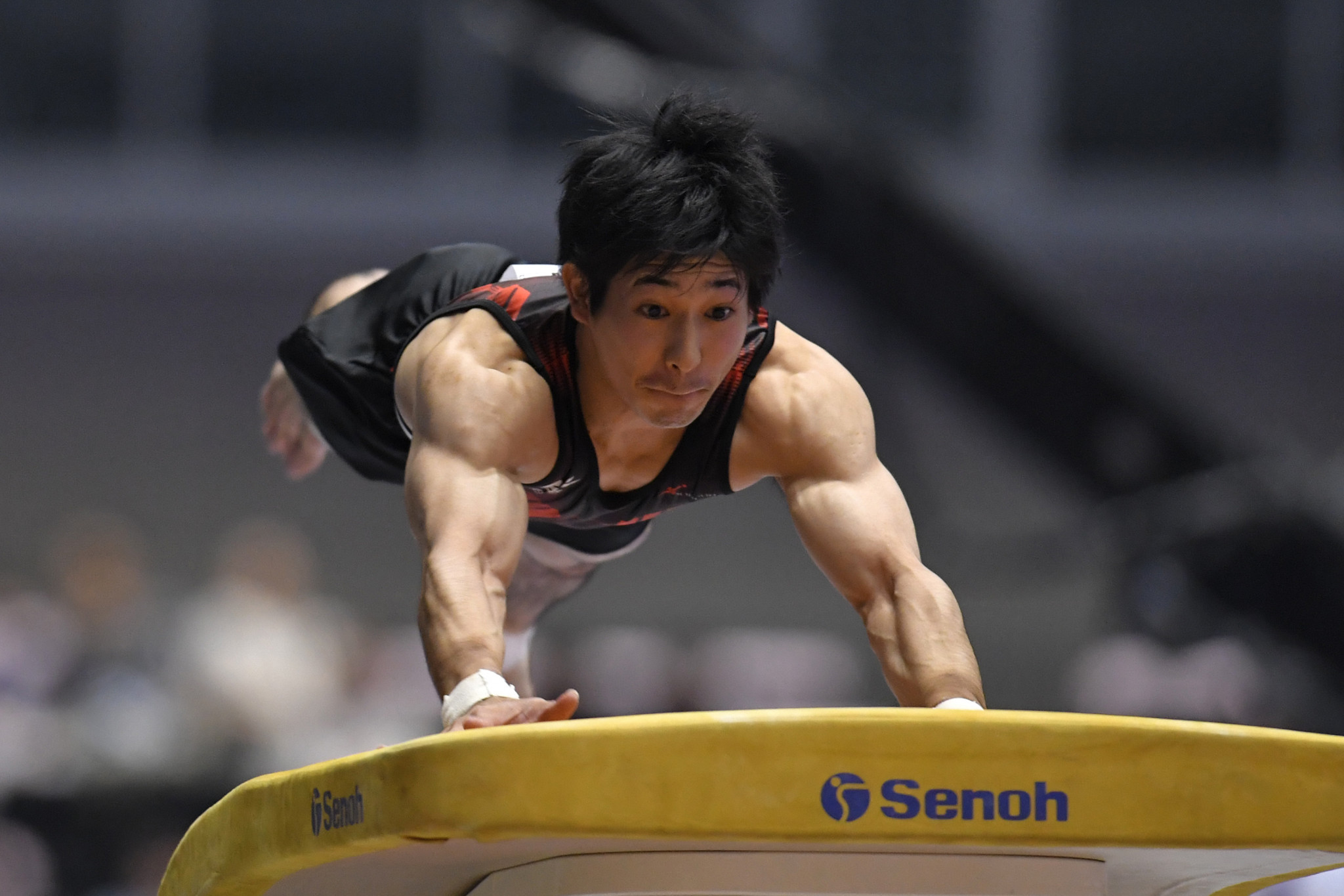 Japan’s Keisuke Asato won the men's vault event at the opening FIG Individual Apparatus World Cup in Cottbus ©Getty Images
