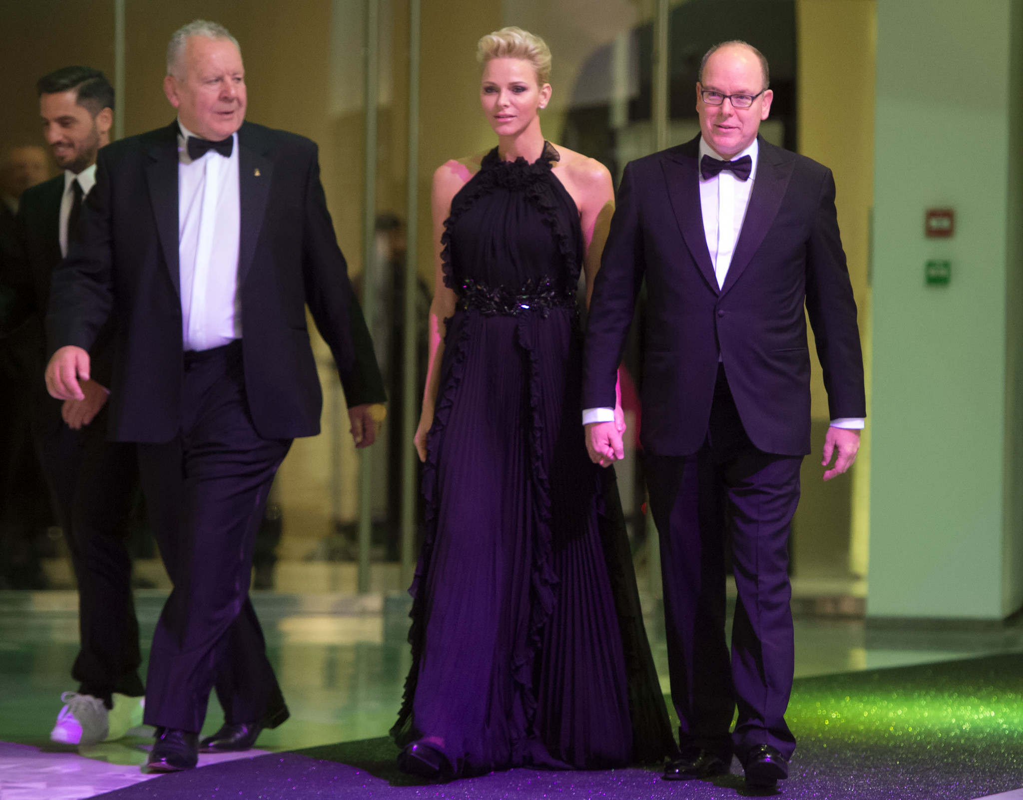 World Rugby chairman Bill Beaumont, left, attending last night's World Rugby Awards in Monaco with Prince Albert II of Monaco and his wife Princess Charlene of Monaco ©Getty Images