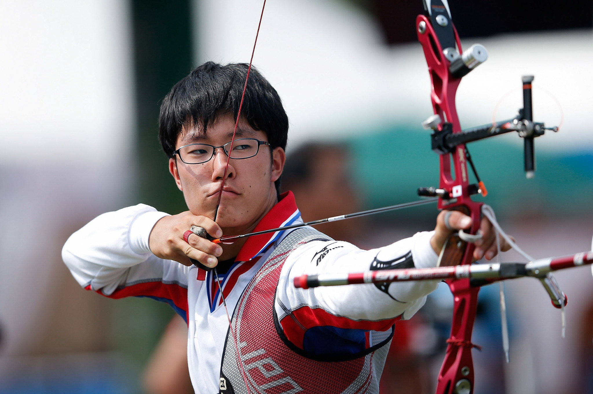 Japan's Hiroki Muto, pictured, and his partner Chinatsu Kubara were comprehensively beaten by South Korea in the final of the recurve event ©Getty Images