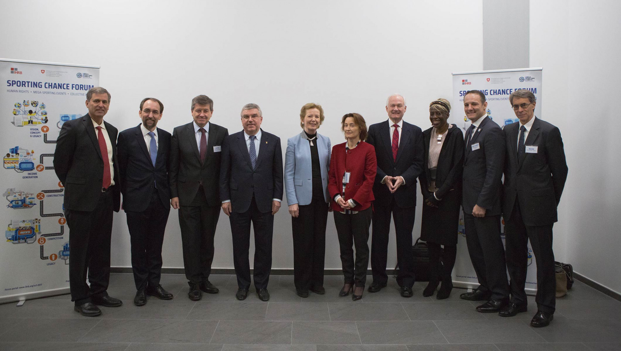 Thomas Bach, fourth left, participated at the Sporting Chance conference in Geneva ©IOC