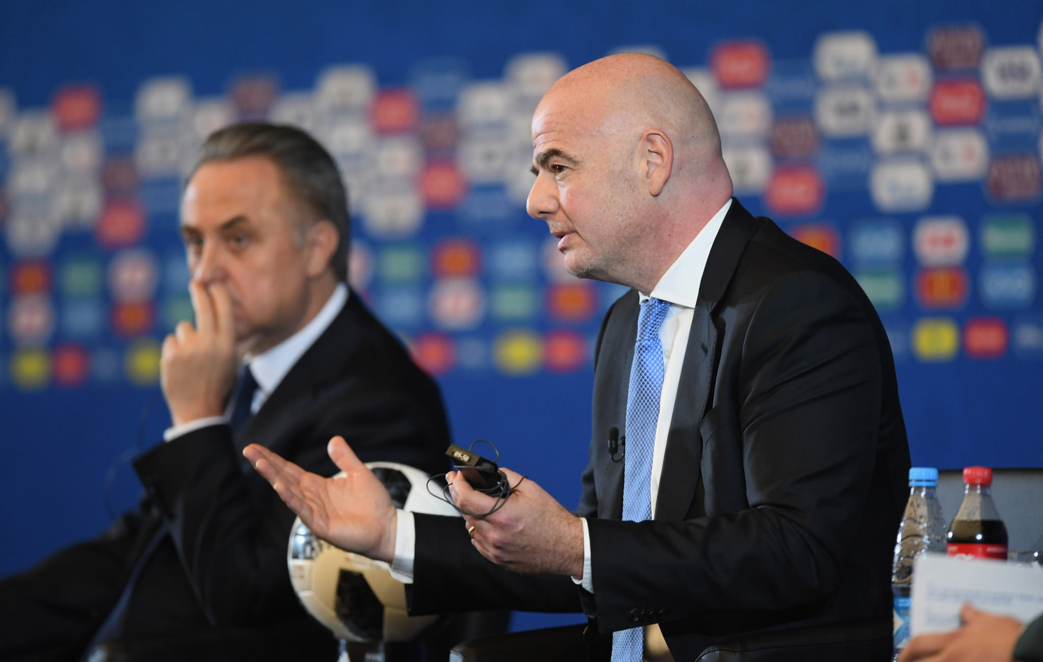Russia's Deputy Prime Minister Vitaly Mutko was speaking alongside FIFA President Gianni Infantino at a press conference prior to the draw for today's 2018 FIFA World Cup ©Getty Images
