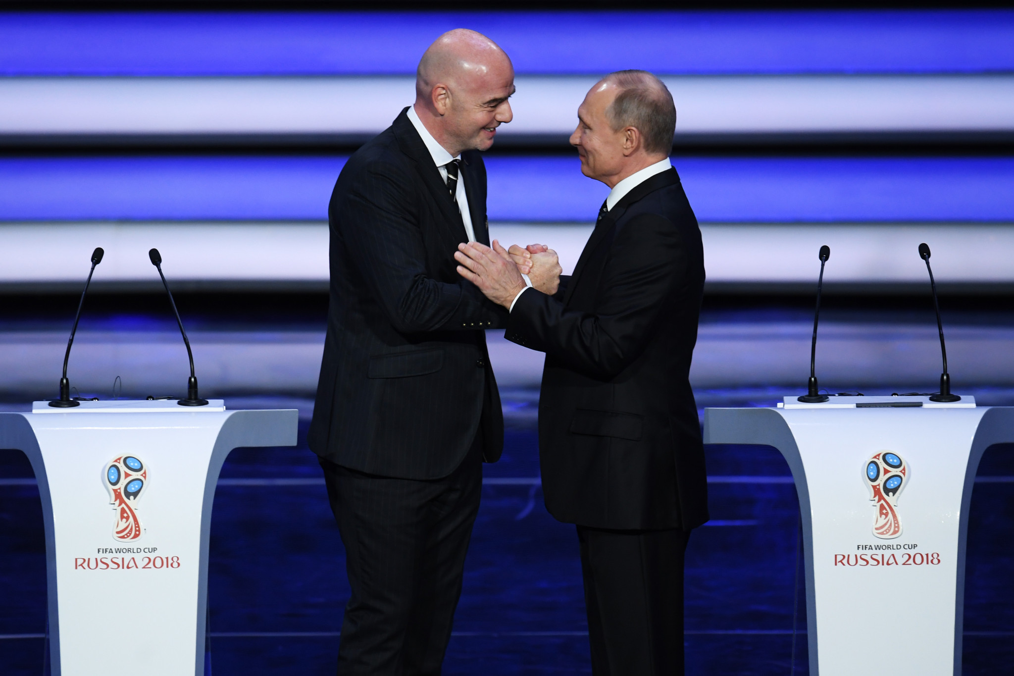 Vladimir Putin gave an opening address alongside FIFA President Gianni Infantino ©Getty Images