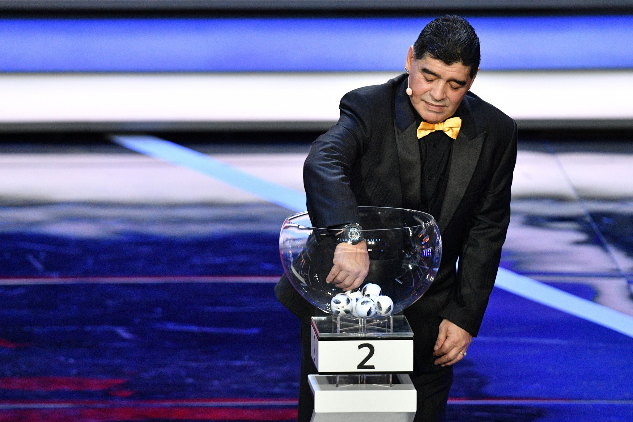 Diego Maradona was among the special guests helping out with the draw ©Getty Images