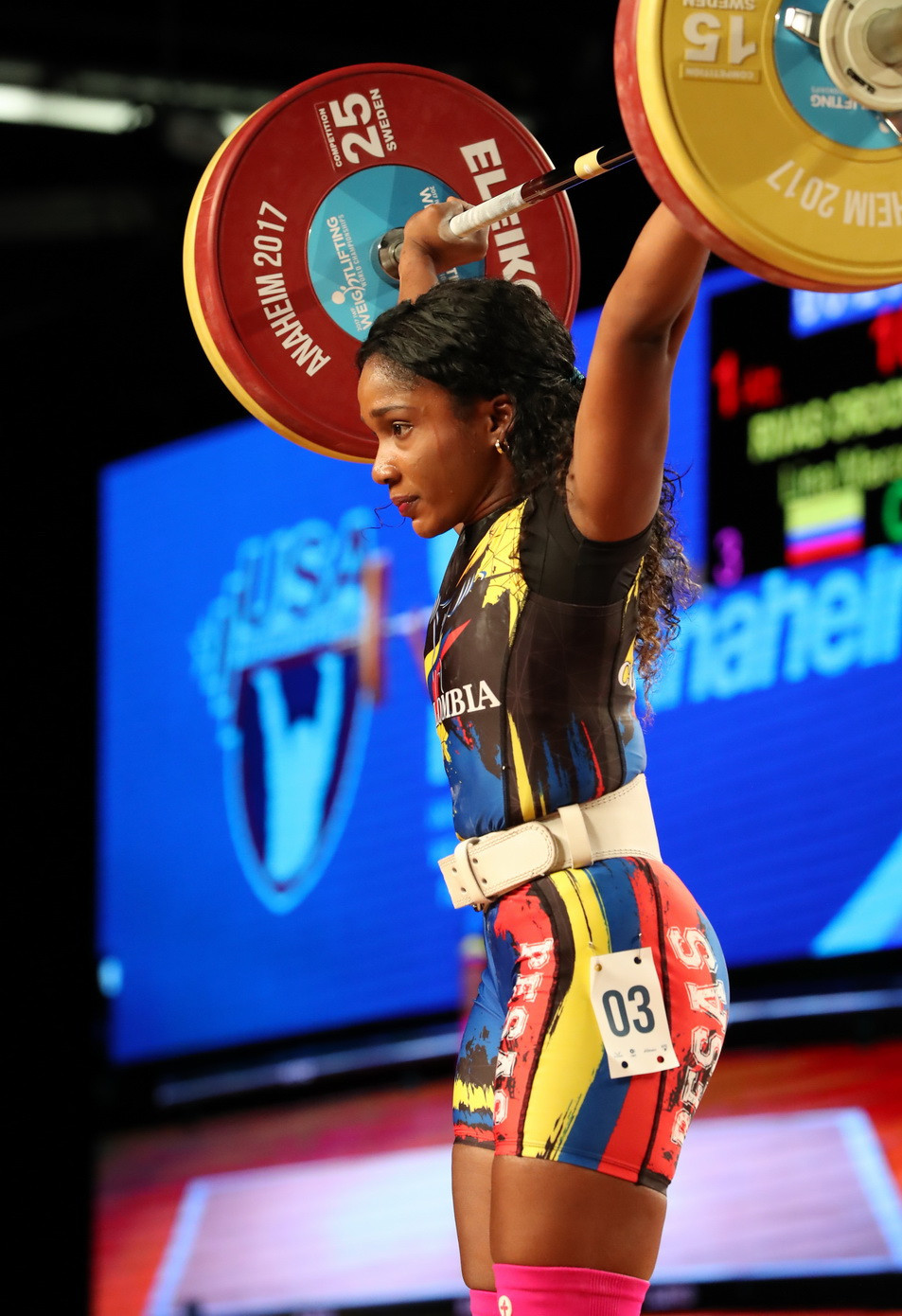 Colombia's Lina Marcela Rivas Ordonez finished in the runners-up spot with 225kg ©IWF
